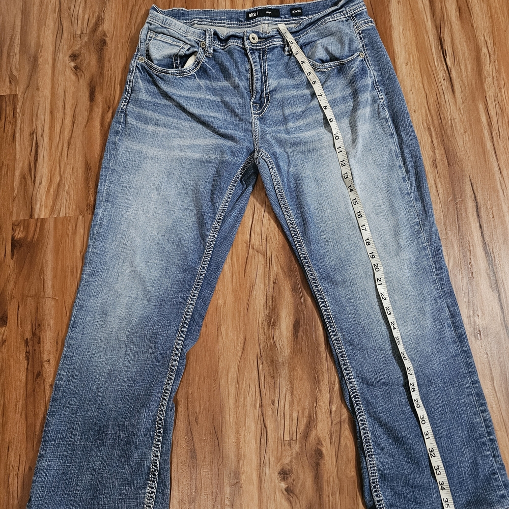 BKE Derek Men's Straight Leg Jeans in Light Blue Wash 33 X 30